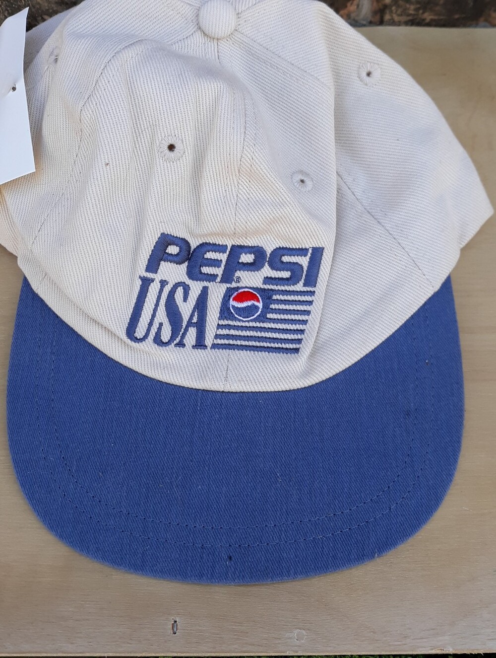 Pepsi Branded Two-Tone Baseball Cap - White & Blue Pepsi USA OS
